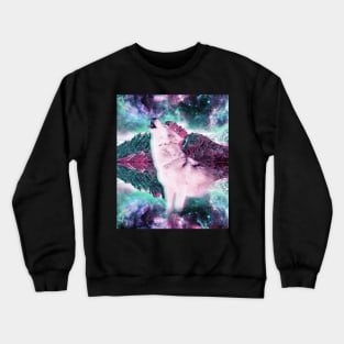 Trippy Psychedelic Wolf In Space Crewneck Sweatshirt